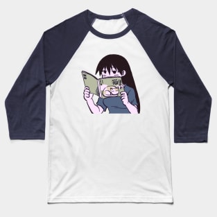 I draw pink pastel sakaki reading a cute cat picture book / azumanga daioh manga Baseball T-Shirt